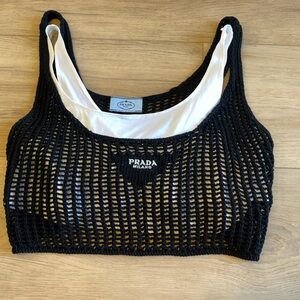 Prada Cotton Crochet Black crop top